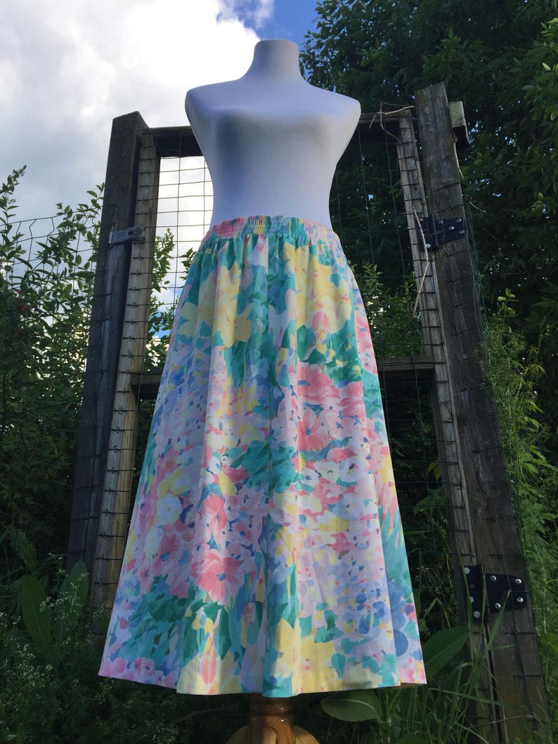80s Alfred Dunner Skirt Floral SkirtPastel Skirt