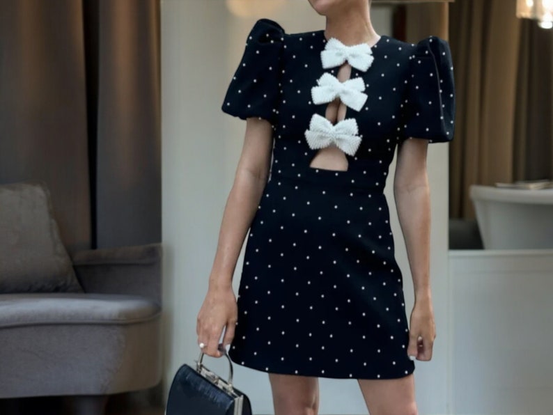 Hollow-out Bow Mini Dress High Street Style Outwear Clothing Fashion - Etsy
