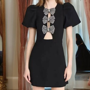 Hollow-out Bow Mini Dress High Street Style Outwear Clothing Fashion - Etsy