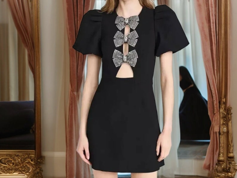 Hollow-out Bow Mini Dress High Street Style Outwear Clothing Fashion - Etsy