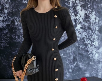 Women's Long Sleeve Dress | Fashionable Midi Sweater | Stylish Clothing