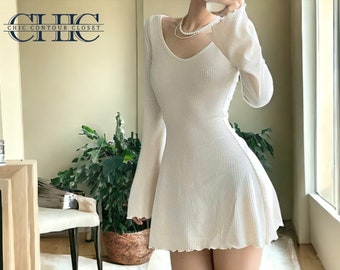 Mini Cute Dress | Long Sleeve Simple Attire | Woman Fashionable Clothing