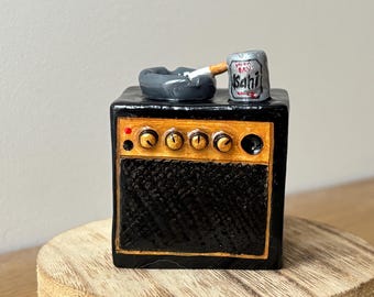 Textured Guitar Amp Incense Burner, Punk Cone Holder, Handmade Miniature Beer Ashtray, Uniqe Musician Gift