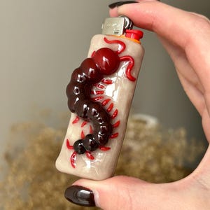 BIC Lighter Cover, Textured Centipede Lighter Case, Handmade Realistic Insect Lighter Cover, Creepy Cute Smoker Gift