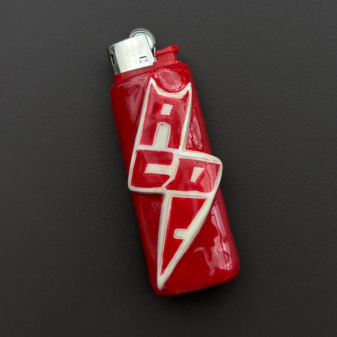 Case With AC/DC Logo - Rock Style Lighter Cover – Handmade Clay, Punk ...