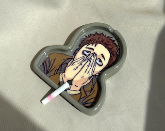Textured Hiromi Ashtray, Handmade Anime Stressed Character Trinket Dish, Manga Otaku Room Decor, Unique Smoker Accessory Gift