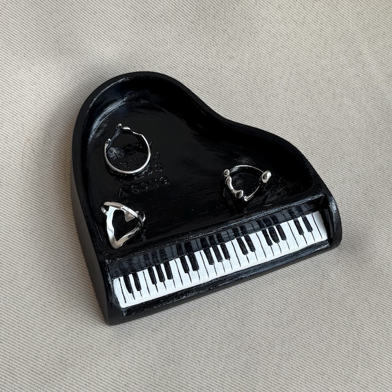 Piano Jewelry Dish, Music Lover Gift, Handmade Trinket Tray, Piano Decor, Aesthetic Home Decor