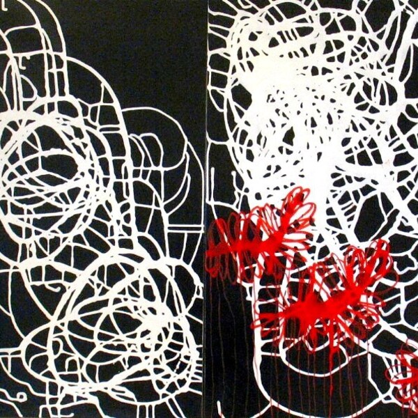 Original Paintings Abtract Acrylic Mixed Media Art Diptych by Aisyah Ang Size 24x40 inches