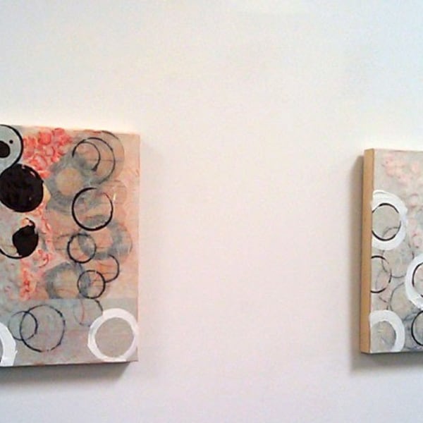 Original Paintings Abstract Mixed Media Art by Aisyah Ang Diptych with Cert