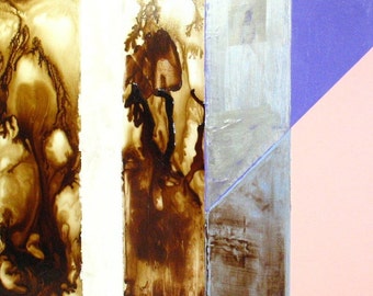 Original Paintings Abstract Diptych Art by Aisyah Ang with Cert 22x56 inches