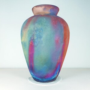 Copper matt Raku vase , Large vase , 2.5 liters volume , pottery , American Raku Artwork