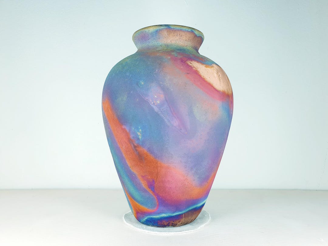 American Raku Copper Matt Raku Vase , Large Vase , 2.5 Liters Volume , Pottery ...