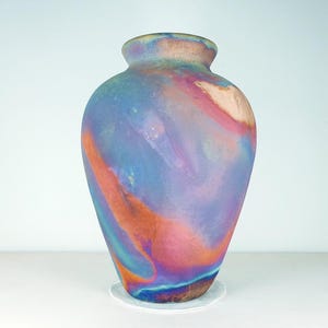 Copper matt Raku vase , Large vase , 2.5 liters volume , pottery , American Raku Artwork