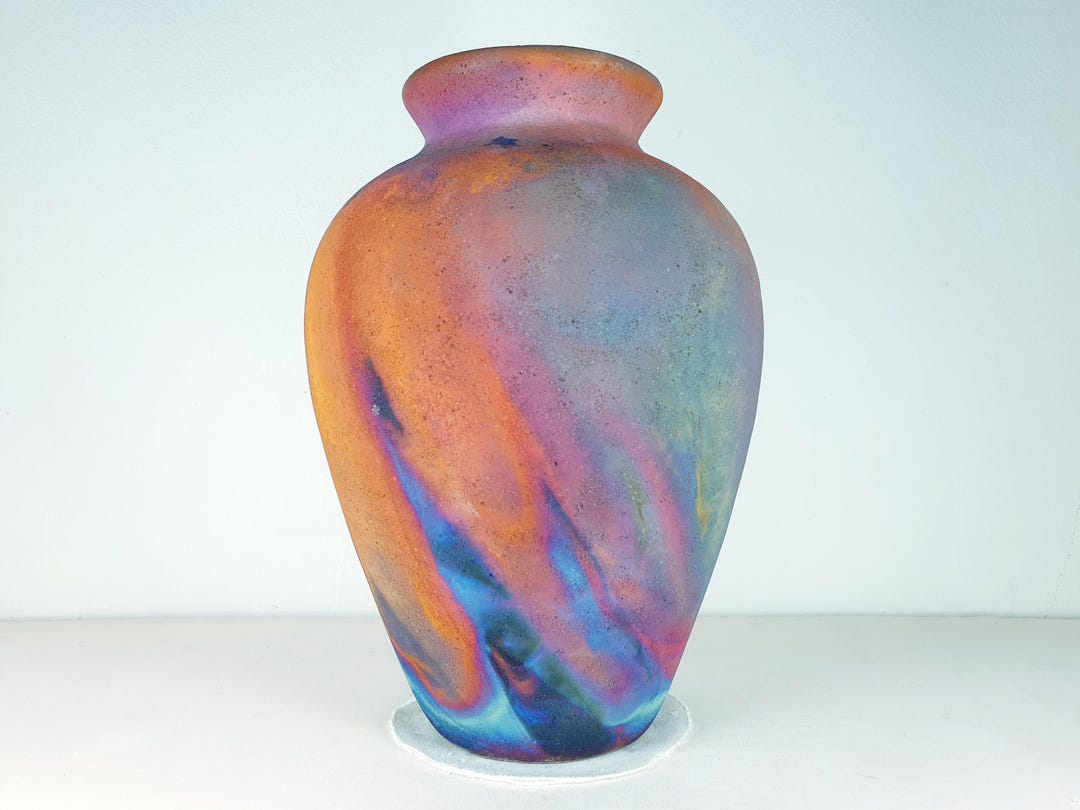 American Raku Copper Matt Raku Vase , Large Vase , 2.5 Liters Volume , Pottery ...