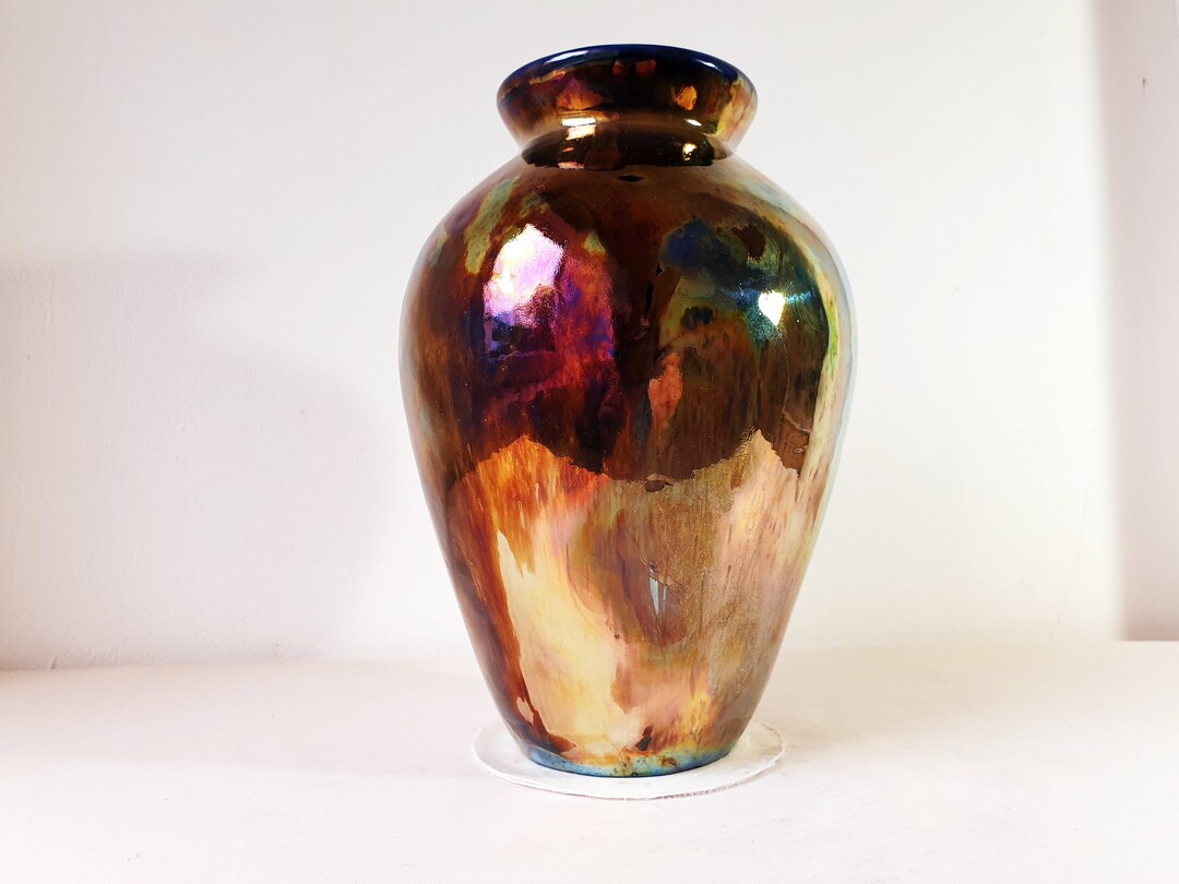 American Raku Golden Raku Vase , Gold Lustre Raku , Large Raku Vase , 2,5 Liters ...