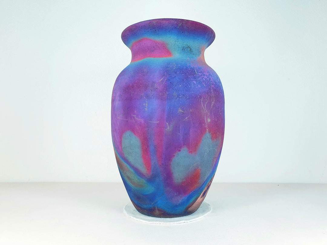 American Raku Copper Matte Raku Vase , Large Vase , 2.5 Liters Volume , Pottery ...
