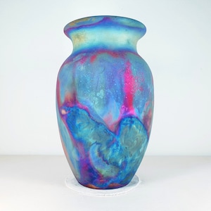 Copper matte Raku vase , Large vase , 2.5 liters volume , pottery , American Raku Artwork