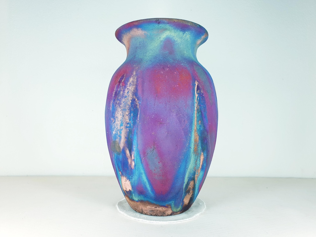 American Raku Copper Matt Raku Vase , Large Vase , 2.5 Liters Volume , Pottery ...