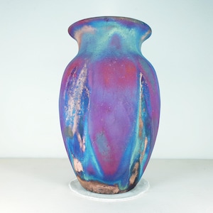Copper matt Raku vase , Large vase , 2.5 liters volume , pottery , American Raku Artwork