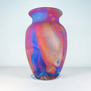 Copper matte Raku vase , Large vase , 2.5 liters volume , pottery , American Raku Artwork