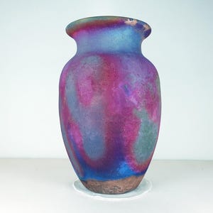 Copper matt Raku vase , Large vase , 2.5 liters volume , pottery , American Raku Artwork