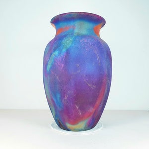 Copper matte Raku vase , Large vase , 2.5 liters volume , pottery , American Raku Artwork