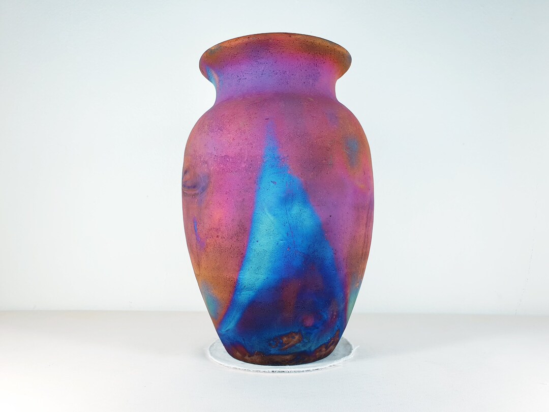 American Raku Copper Matte Raku Vase , Large Vase , 2.5 Liters Volume , Pottery ...