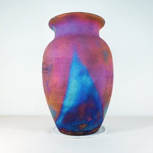 Copper matte Raku vase , Large vase , 2.5 liters volume , pottery , American Raku Artwork