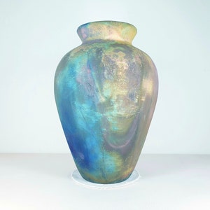 Copper matte Raku vase , Large vase , 2.5 liters volume , pottery , American Raku Artwork