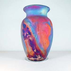 Copper matte Raku vase , Large vase , 2.5 liters volume , pottery , American Raku Artwork