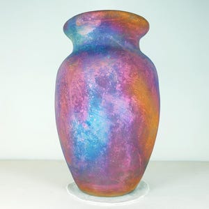Copper matt Raku vase , Large vase , 2.5 liters volume , pottery , American Raku Artwork , colorful vase