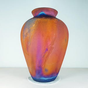 Copper matt Raku vase , Large vase , 2.5 liters volume , pottery , American Raku Artwork