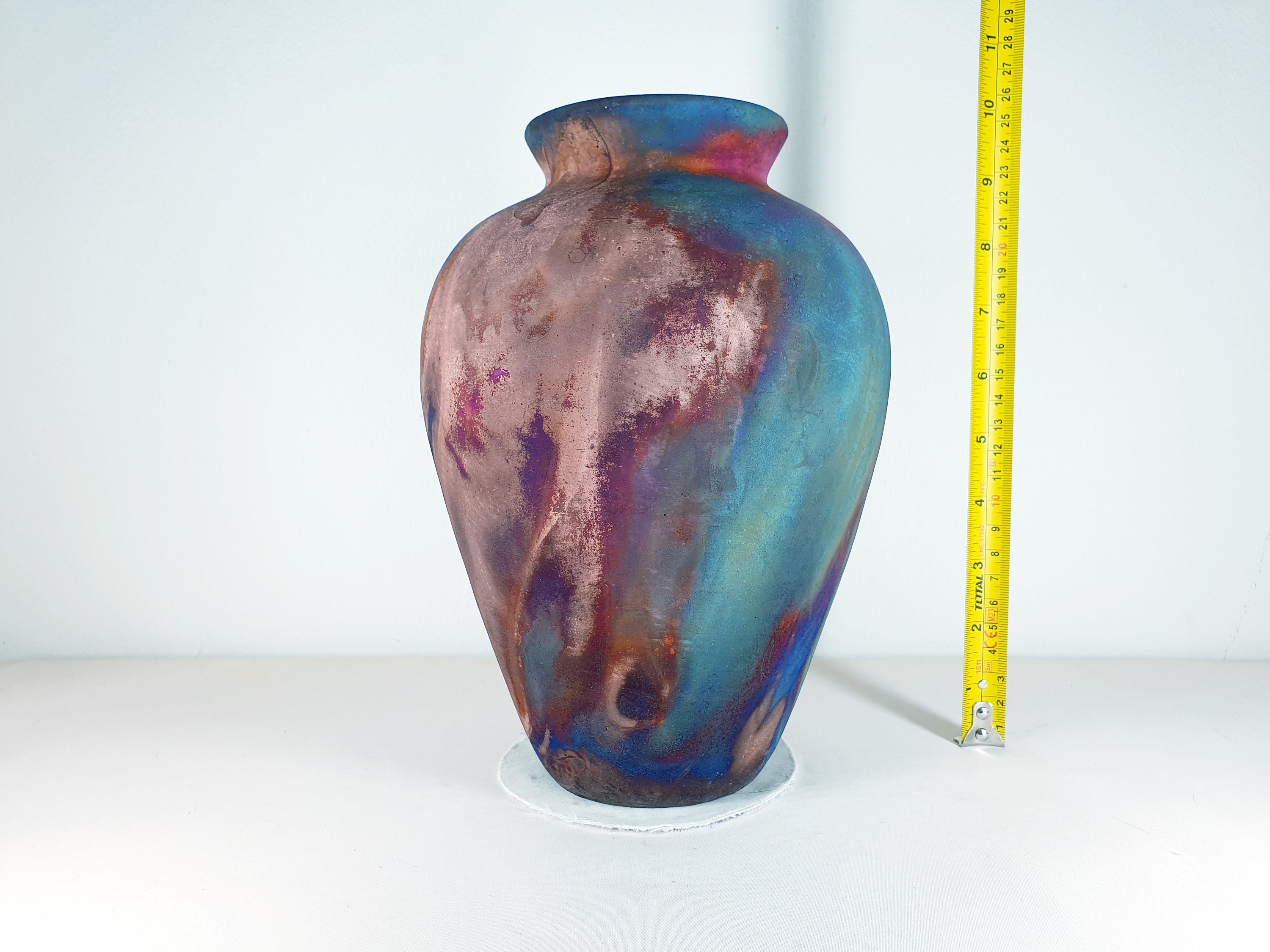 American Raku Copper Matte Raku Vase , Large Vase , 2.5 Liters Volume , Pottery ...