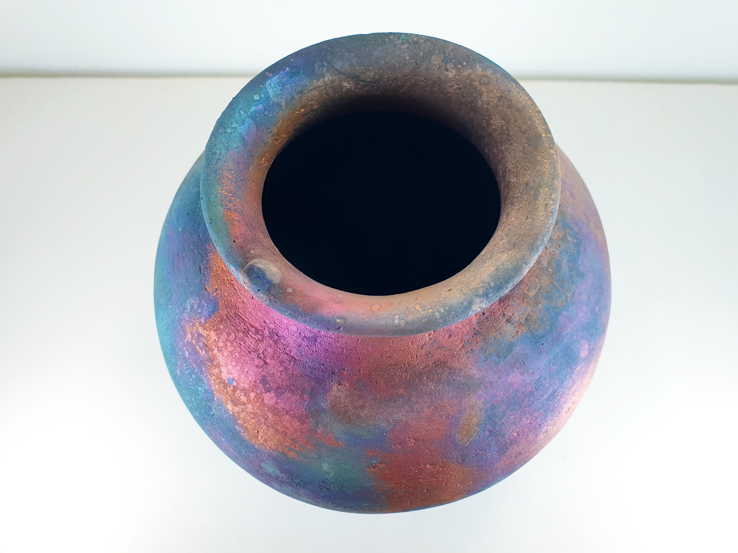 American Raku Copper Matte Raku Vase , Large Vase , 2.5 Liters Volume , Pottery ...