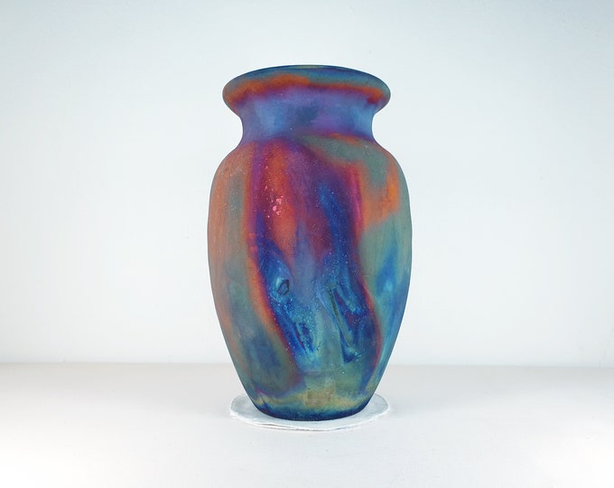 American Raku Copper Matte Raku Vase , Large Vase , 2.5 Liters Volume , Pottery ...