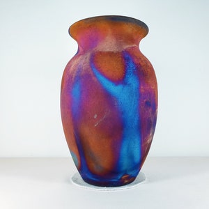 Copper matte Raku vase , Large vase , 2.5 liters volume , pottery , American Raku Artwork