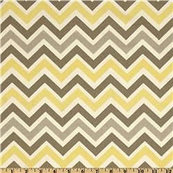 LAST PIECE - Yellow Taupe Chevron Premier Prints Zoom Zoom Sunny Natural Home Decorating Fabric