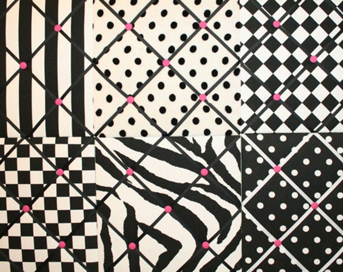 Black White French Ribbon Memo Board Collage Set of Six Etsy