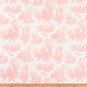 REMNANT PIECE - Premier Prints Jamestown Baby Pink White Toile Home Decorating Fabric