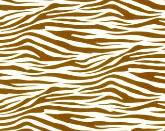 REMNANT PIECE - Robert Kaufman Metro Living Chocolate Cream Zebra Stripe Quilting Fabric