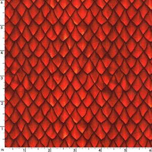 Red Dragon Scale Fabric In The Beginning Cotton Digital Print By The Yard