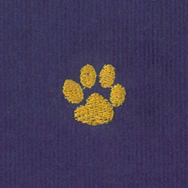 LSU Purple Gold Paw Corduroy Embroidered Fabric Finders Fine Wale Fabric By The Yard