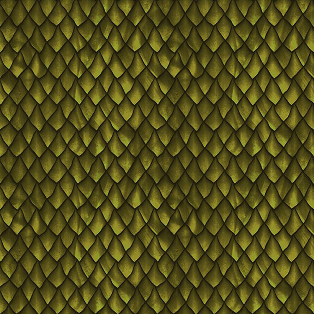 The Ancients Green Dragon Scales Fabric in the Beginning Cotton Digital