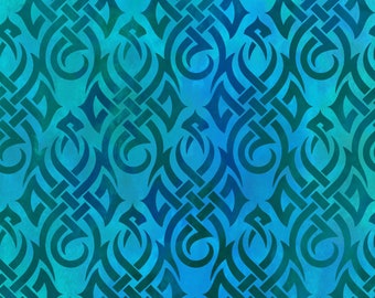 REMNANT Celtic Blue Fury Dragon Flames In The Beginning Cotton Fabric