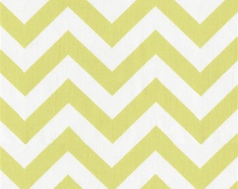 REMNANT Zig Zag Honeydew Green White Chevron Stripe Home Decorating Fabric