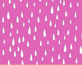 REMNANT Windham Fabrics Raindrops Spring Showers Hot Pink Quilting Fabric