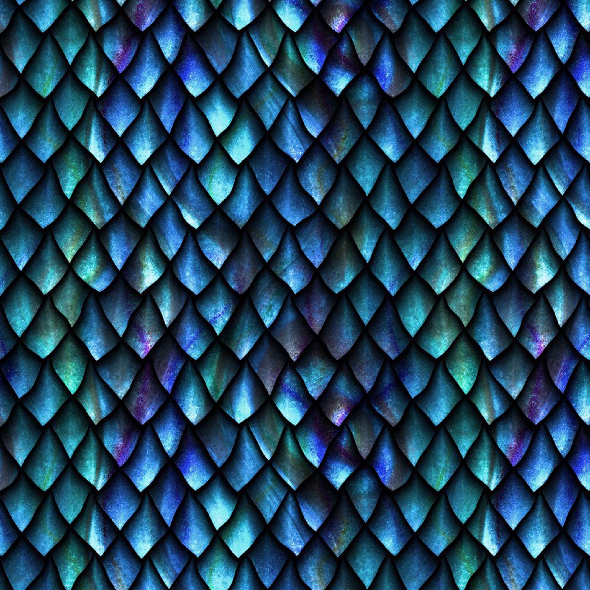 Blue Dragon Scale Fabric In The Beginning Cotton Digital Print Etsy