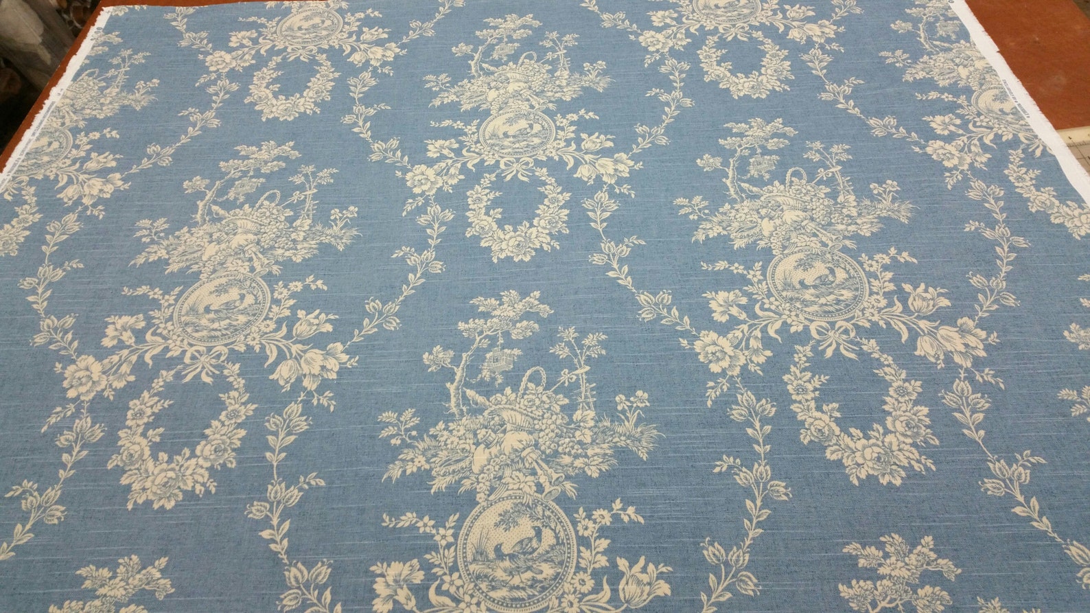 Waverly Country House Chambray Blue Cream Cameo Toile Home Etsy