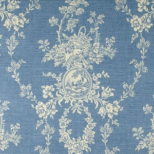 Waverly Country House Chambray Blue Cream Cameo Toile Home Decorating Fabric By The Yard