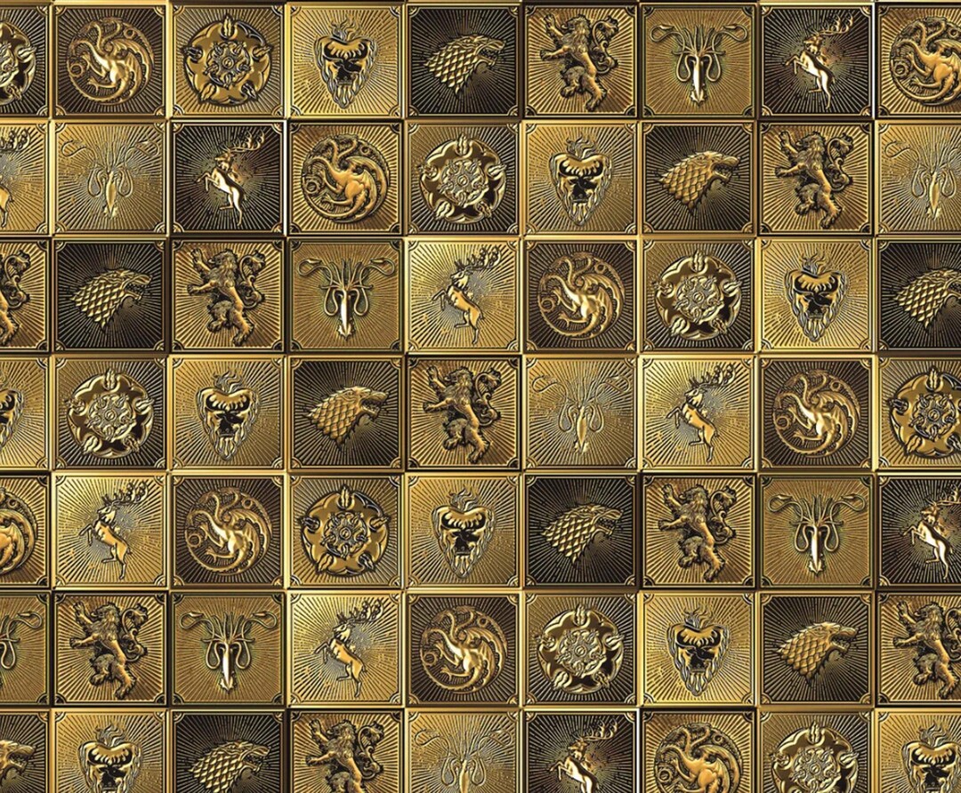 House of the Dragon Game of Thrones House Sigil Gold Tiles Cotton